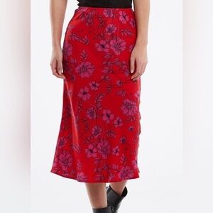 BAND OF GYPSIES Menton Floral Skirt In Red Mag